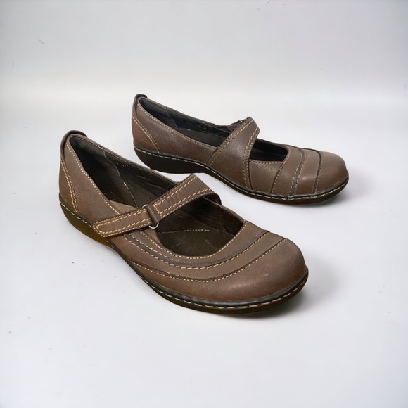 Clarks Bendables Roseville Mary Jane Brown Leather Comfort Shoe Loafers Size 7.5 - Picture 1 of 11